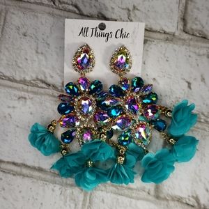 Blue Big Stone Earrings